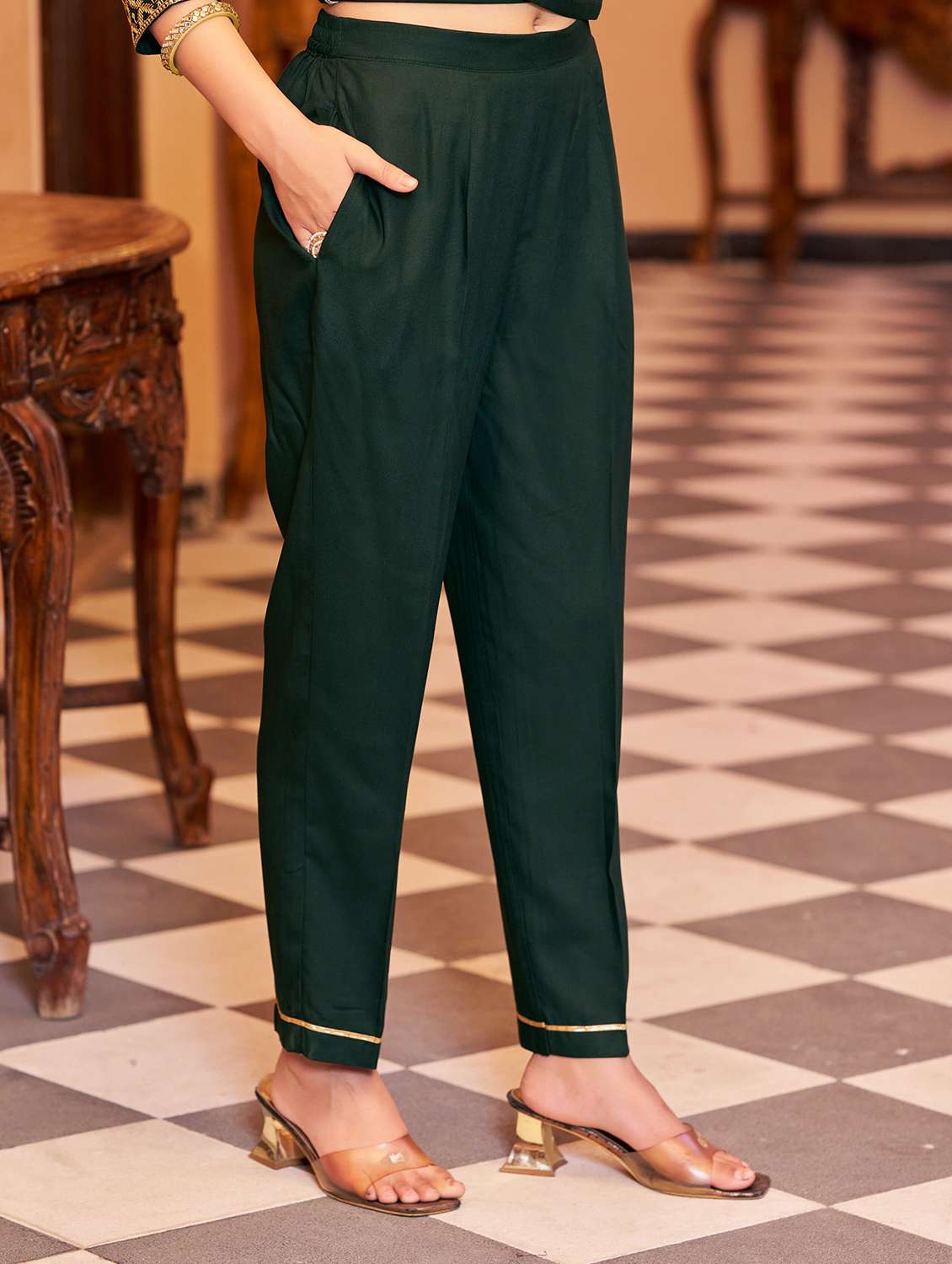 Women Solid With Work Three Quarter Sleeve Kurta Pant With Dupatta Set - 22454216 -  Standard Image - 4
