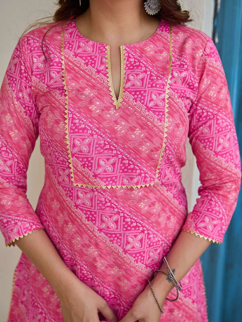 women printed three quarter sleeve kurta sharara with dupatta set - 22454293 -  Standard Image - 1
