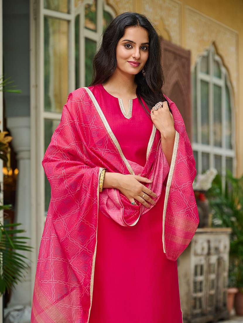 Women Solid Sleeveless Kurta Pant With Dupatta Set - 22454302 -  Standard Image - 4