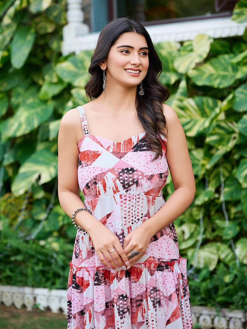 women pink cotton fit & flare dress - 22454331 -  Standard Image - 4