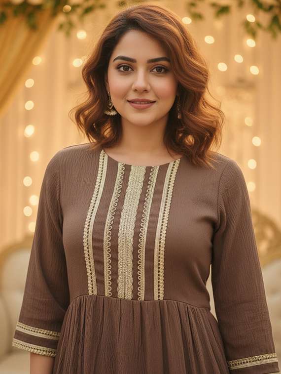 women tiered viscose dress with three-quarter sleeves - 22454351 -  Standard Image - 1