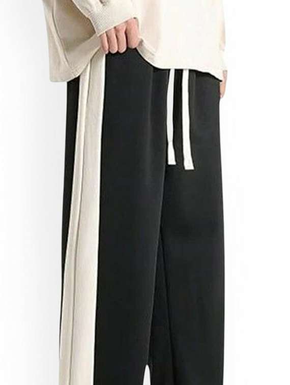 men black lycra blend  full length track pant - 22454368 -  Standard Image - 1
