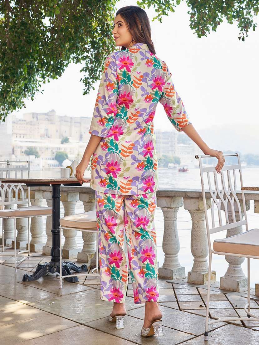 women printed three quarter sleeve ethnic co-ord set - 22454371 -  Standard Image - 4