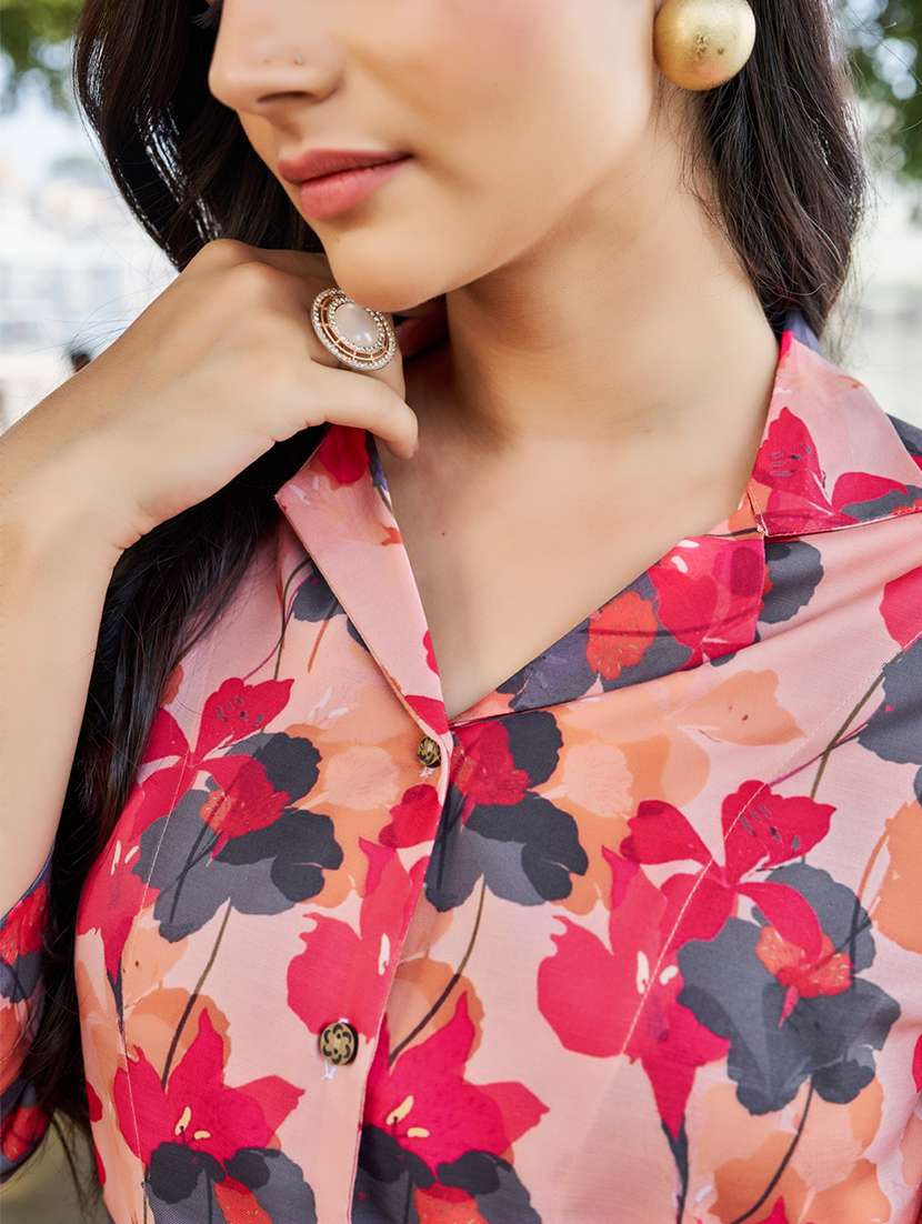 women printed three quarter sleeve ethnic co-ord set - 22454373 -  Standard Image - 1