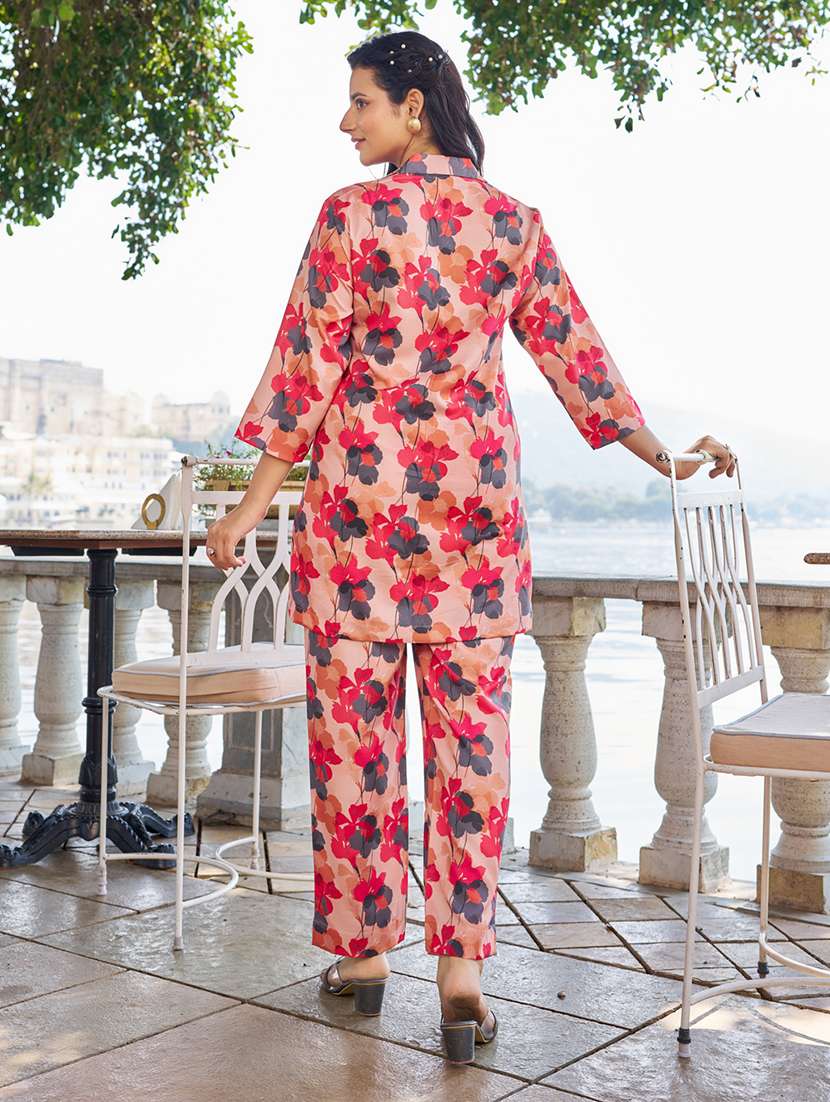 women printed three quarter sleeve ethnic co-ord set - 22454373 -  Standard Image - 4