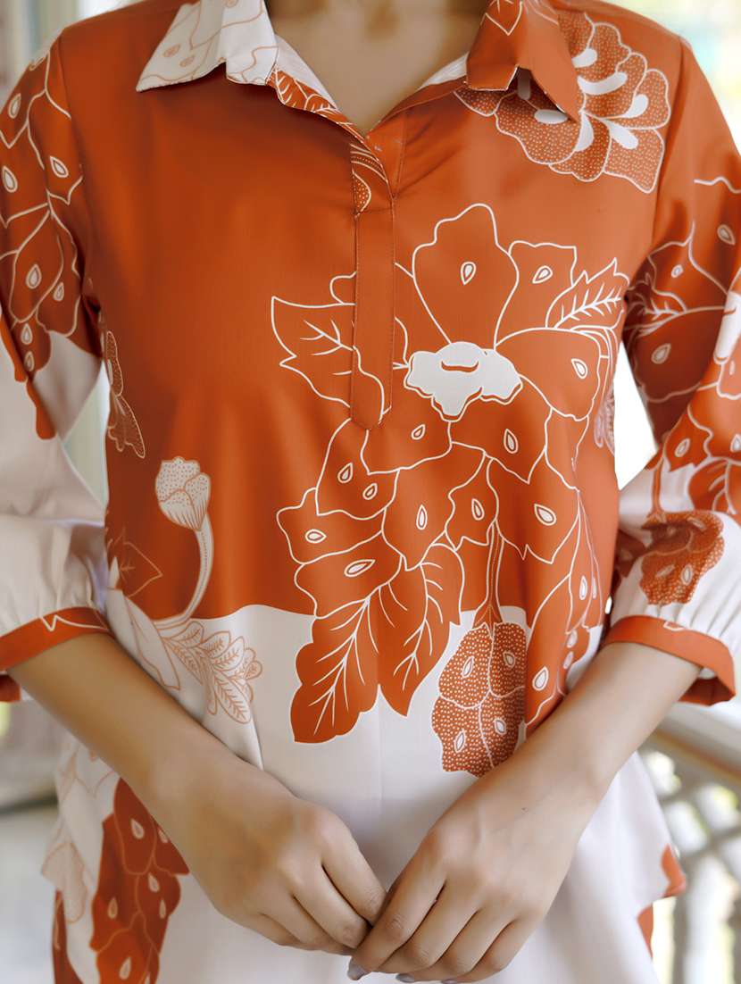 women printed three quarter sleeve ethnic co-ord set - 22454376 -  Standard Image - 1