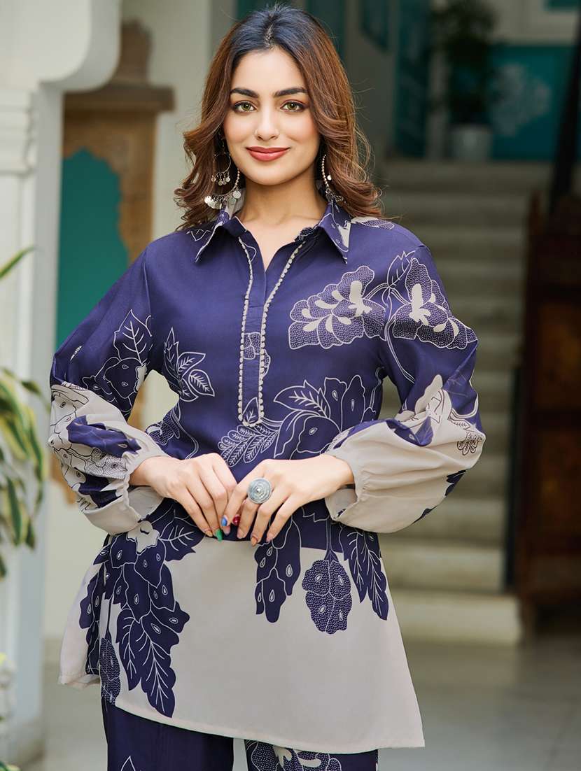 women printed long sleeve ethnic co-ord set - 22454377 -  Standard Image - 1