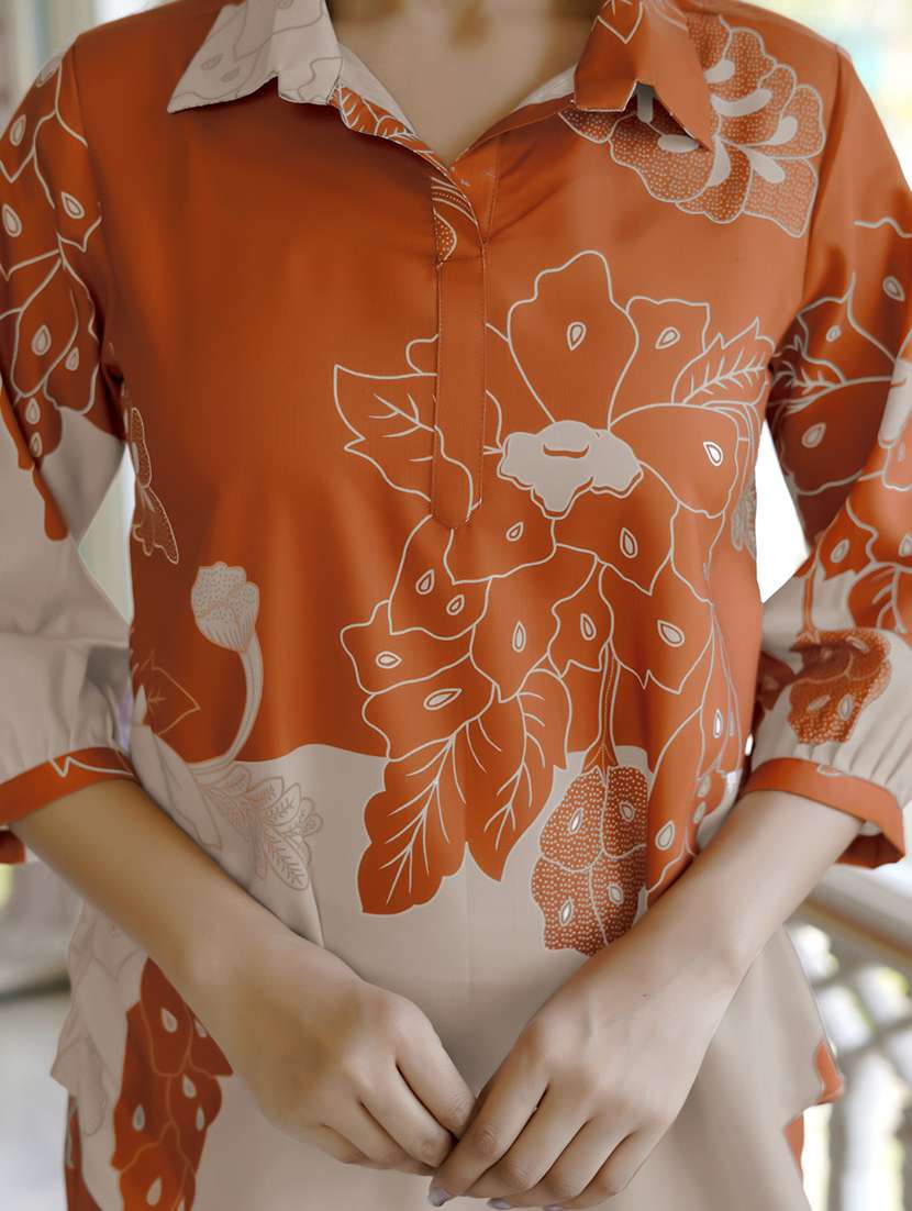 women printed three quarter sleeve ethnic co-ord set - 22454378 -  Standard Image - 1