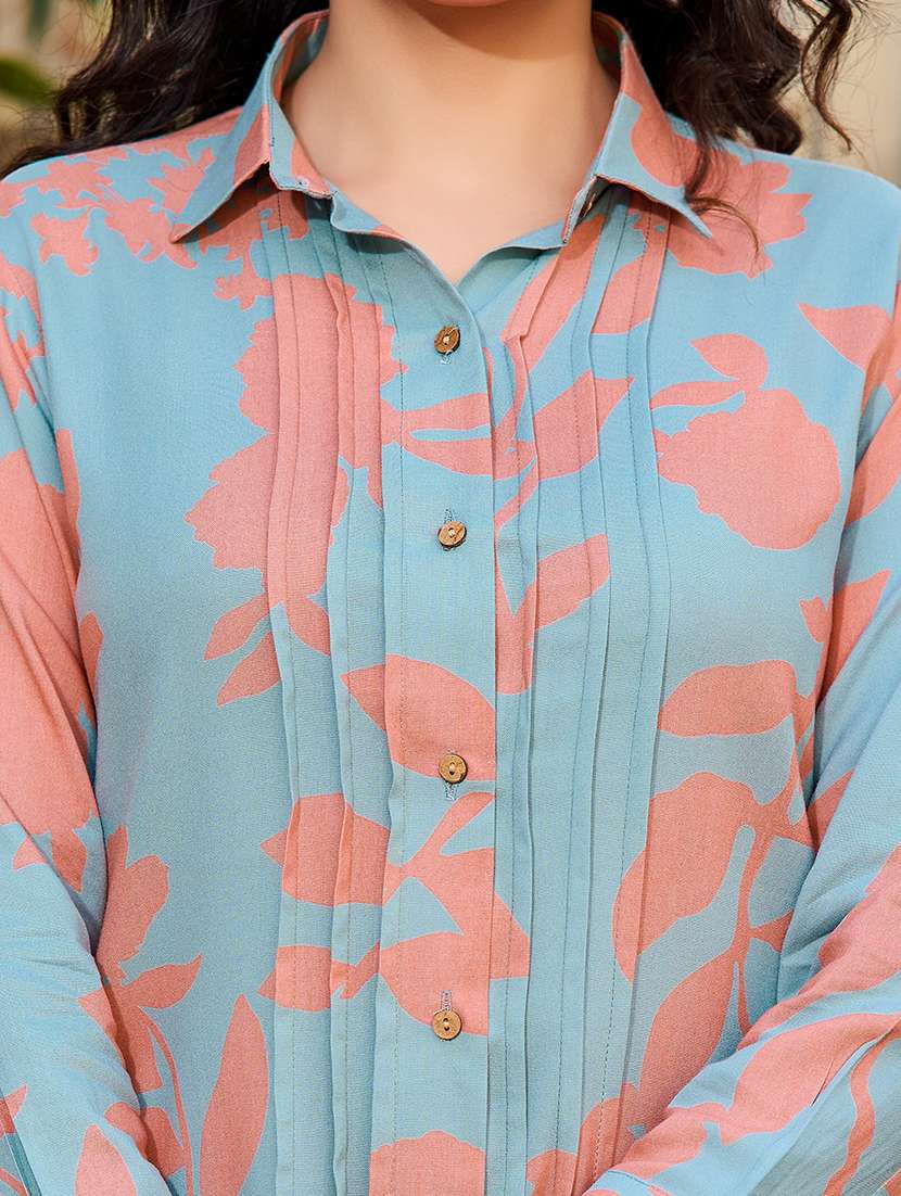 women printed long sleeve ethnic co-ord set - 22454384 -  Standard Image - 1