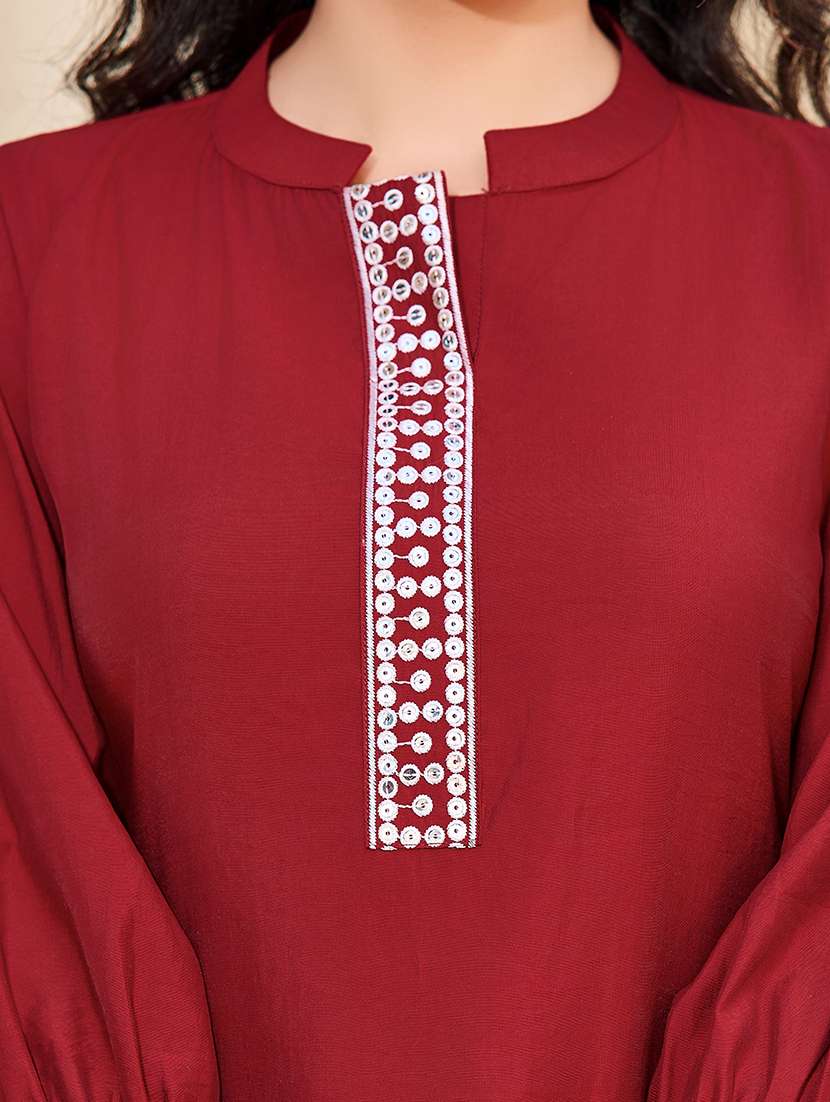 women solid with work three quarter sleeve ethnic co-ord set - 22454386 -  Standard Image - 1
