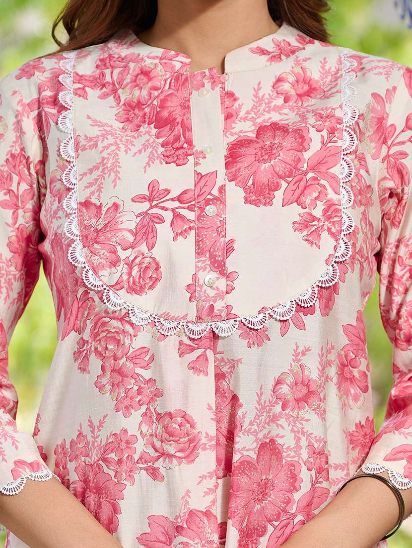 women printed three quarter sleeve ethnic co-ord set - 22454410 -  Standard Image - 1