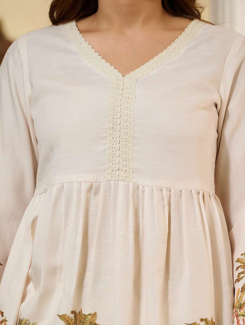 women printed three quarter sleeve ethnic co-ord set - 22454413 -  Standard Image - 1