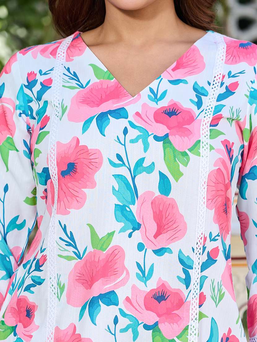 women printed three quarter sleeve ethnic co-ord set - 22454418 -  Standard Image - 1