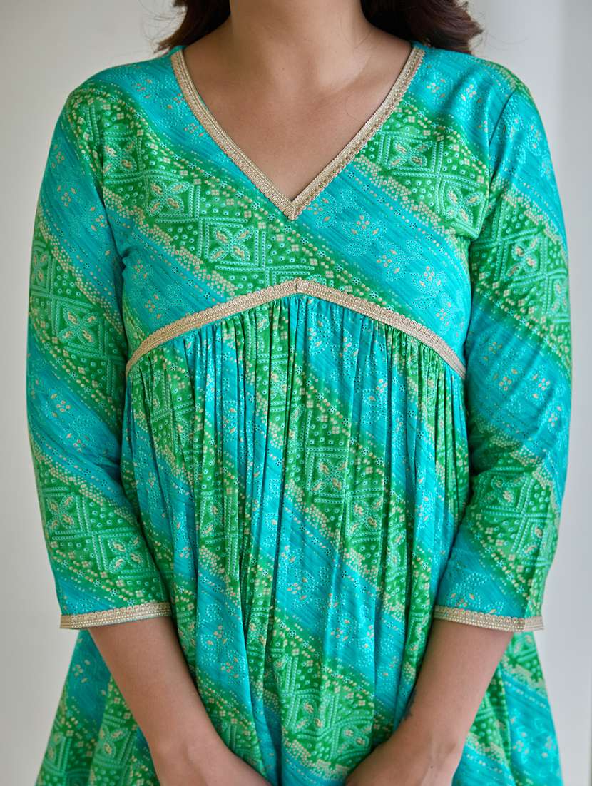 women printed three quarter sleeve ethnic co-ord set - 22454422 -  Standard Image - 1