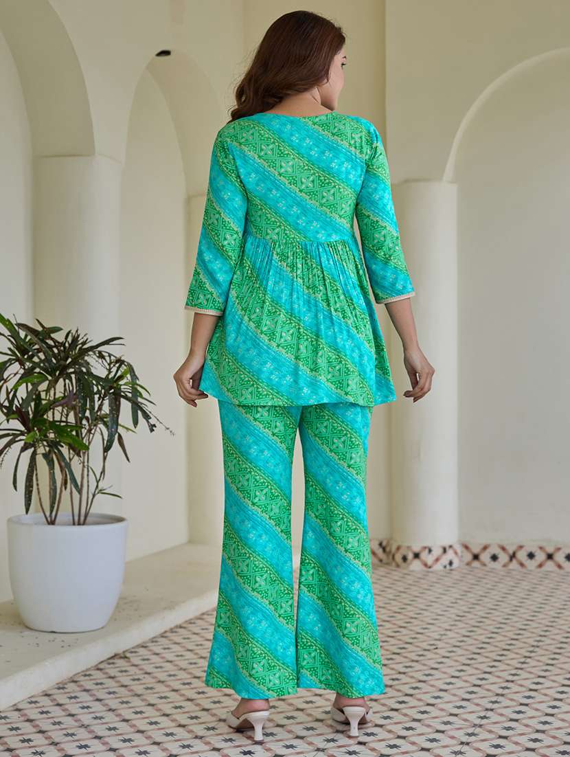 women printed three quarter sleeve ethnic co-ord set - 22454422 -  Standard Image - 4