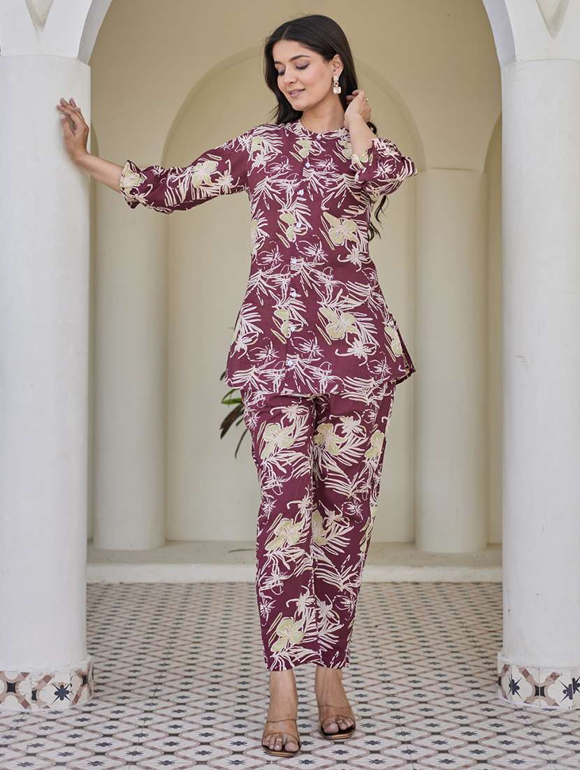 women printed three quarter sleeve ethnic co-ord set - 22454425 -  Standard Image - 4