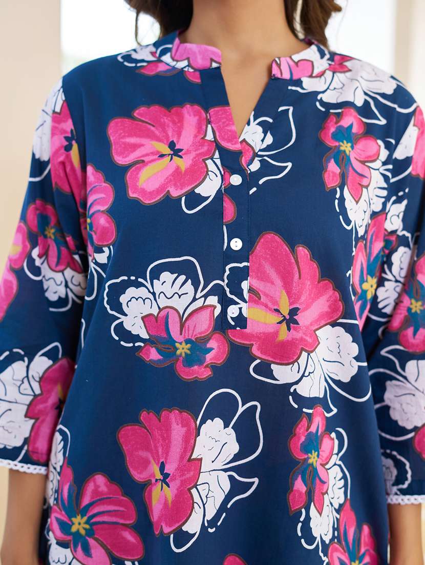 women printed three quarter sleeve ethnic co-ord set - 22454436 -  Standard Image - 1