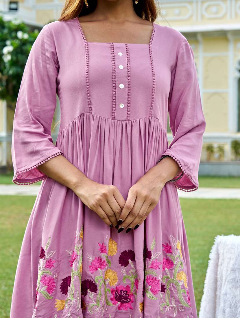 women pink viscose a-line dress - 22454441 -  Standard Image - 1