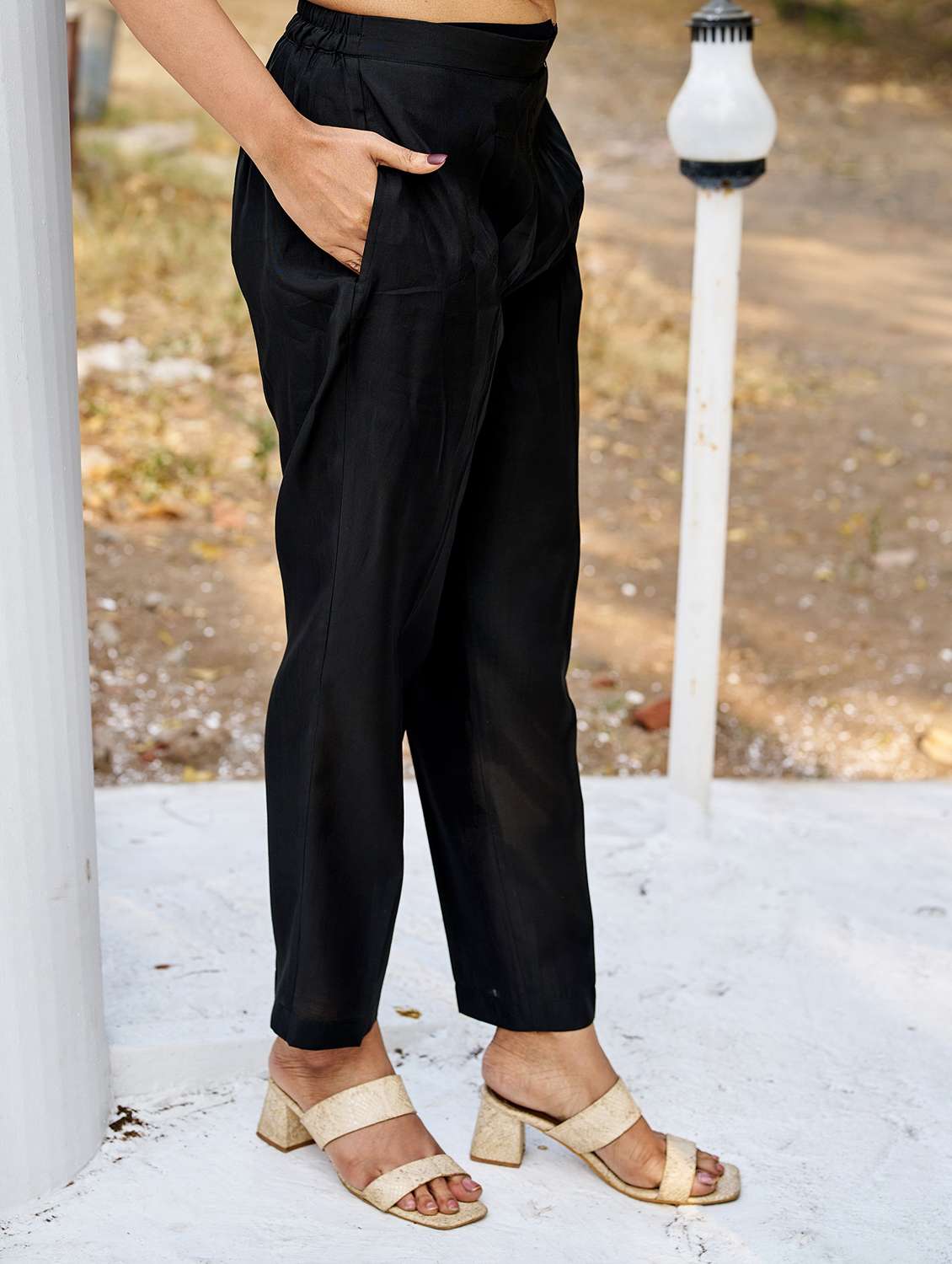 women solid with work three quarter sleeve kurta pant with dupatta set - 22454473 -  Standard Image - 4