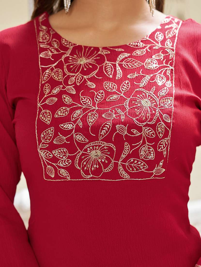 Women Embroidered Three Quarter Sleeve Kurta Sharara With Dupatta Set - 22454494 -  Standard Image - 6