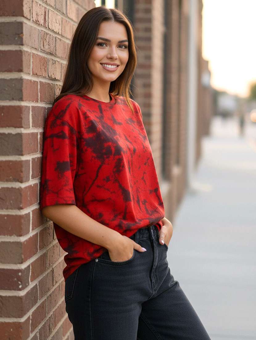 women printed short sleeve oversized t-shirt - 22454558 -  Standard Image - 1