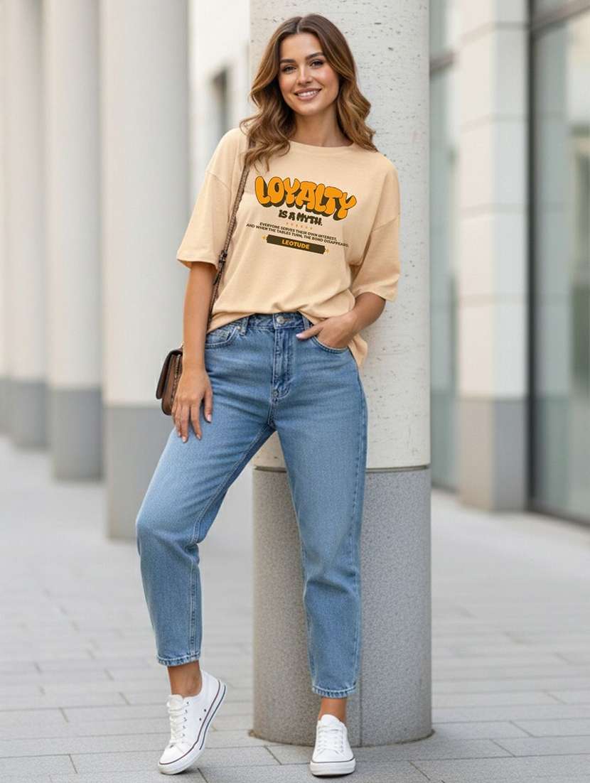 women printed short sleeve oversized t-shirt - 22454569 -  Standard Image - 4