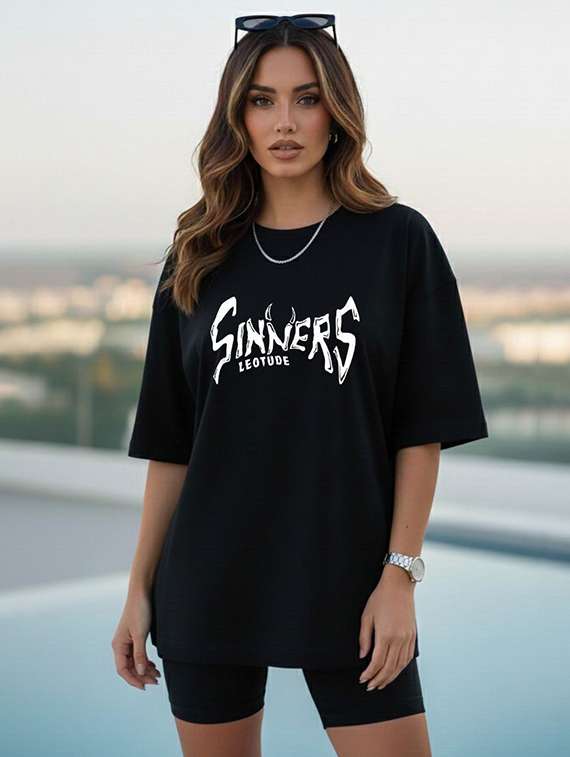 women printed  black cotton blend regular t-shirt - 22454641 -  Standard Image - 1