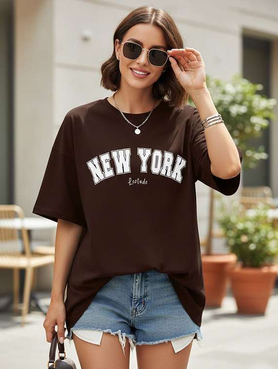 women printed short sleeve oversized t-shirt