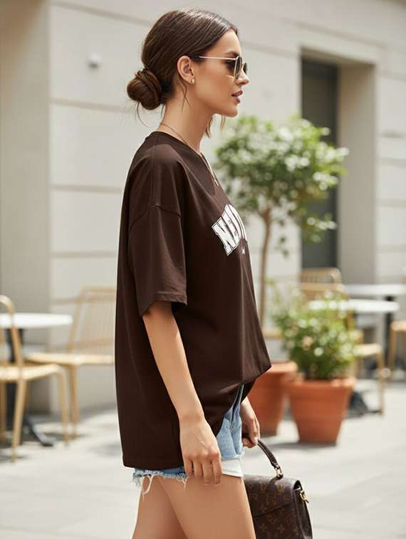 women printed short sleeve oversized t-shirt - 22454712 -  Standard Image - 1