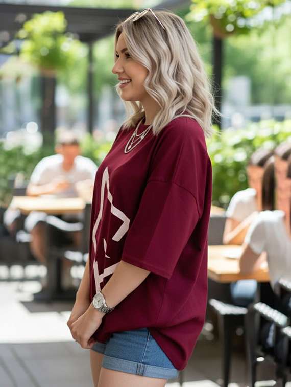women printed short sleeve oversized t-shirt - 22454744 -  Standard Image - 1