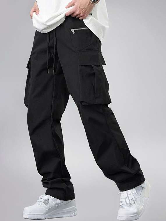 men solid high rise regular fit cargo  - 22455515 -  Standard Image - 1