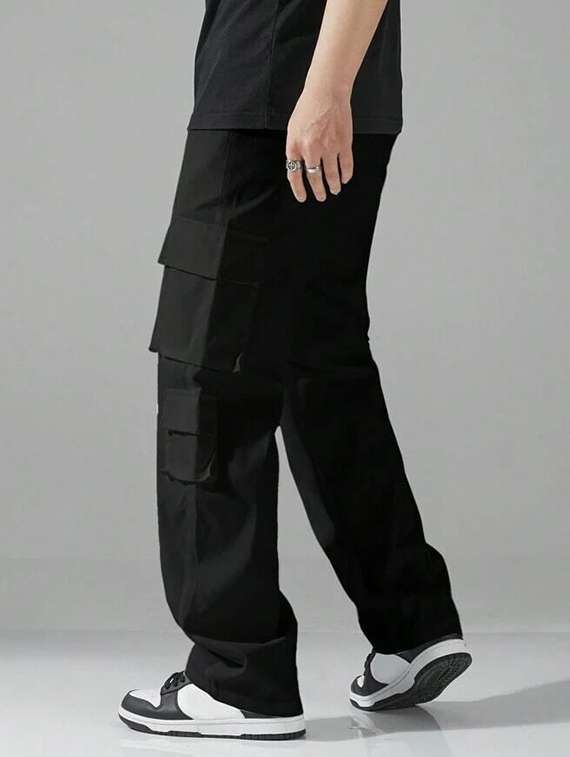 men solid high rise regular fit cargo  - 22455519 -  Standard Image - 4