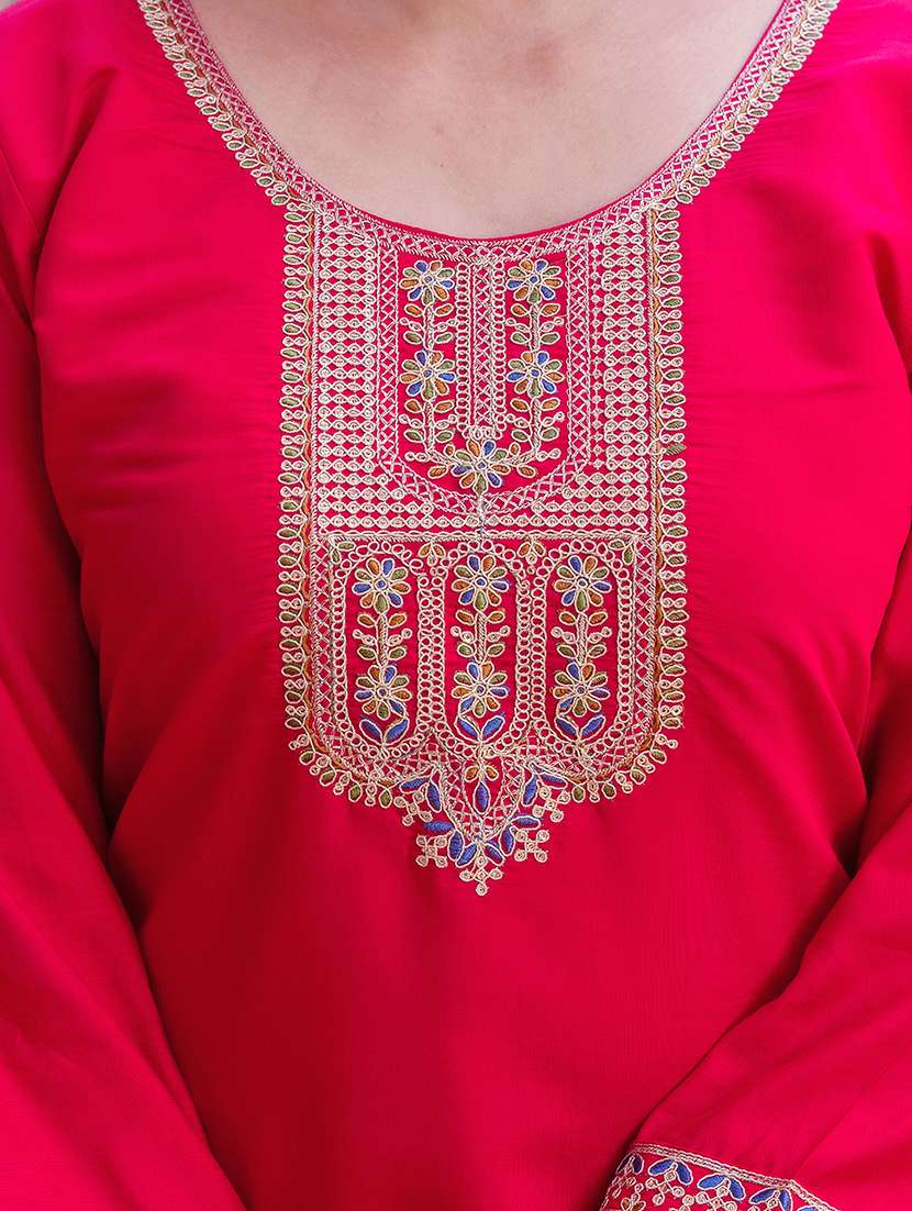 women magenta chanderi straight kurta - 22455529 -  Standard Image - 1