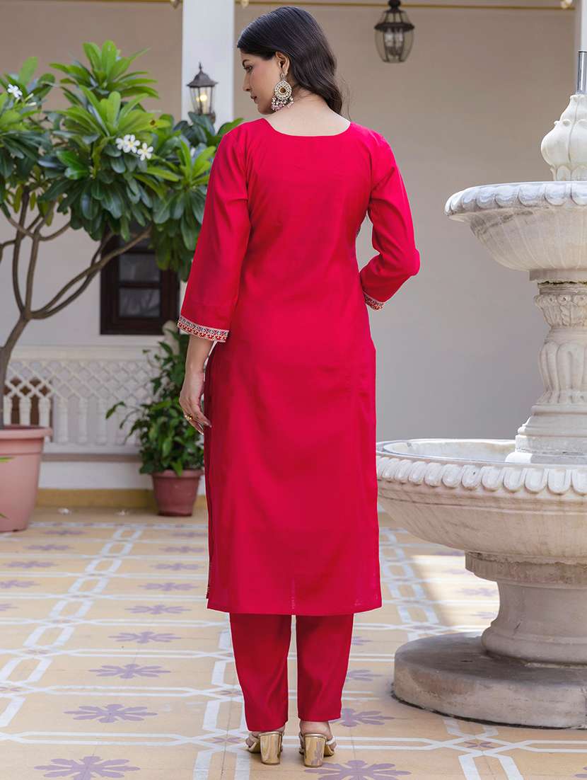 women magenta chanderi straight kurta - 22455529 -  Standard Image - 4