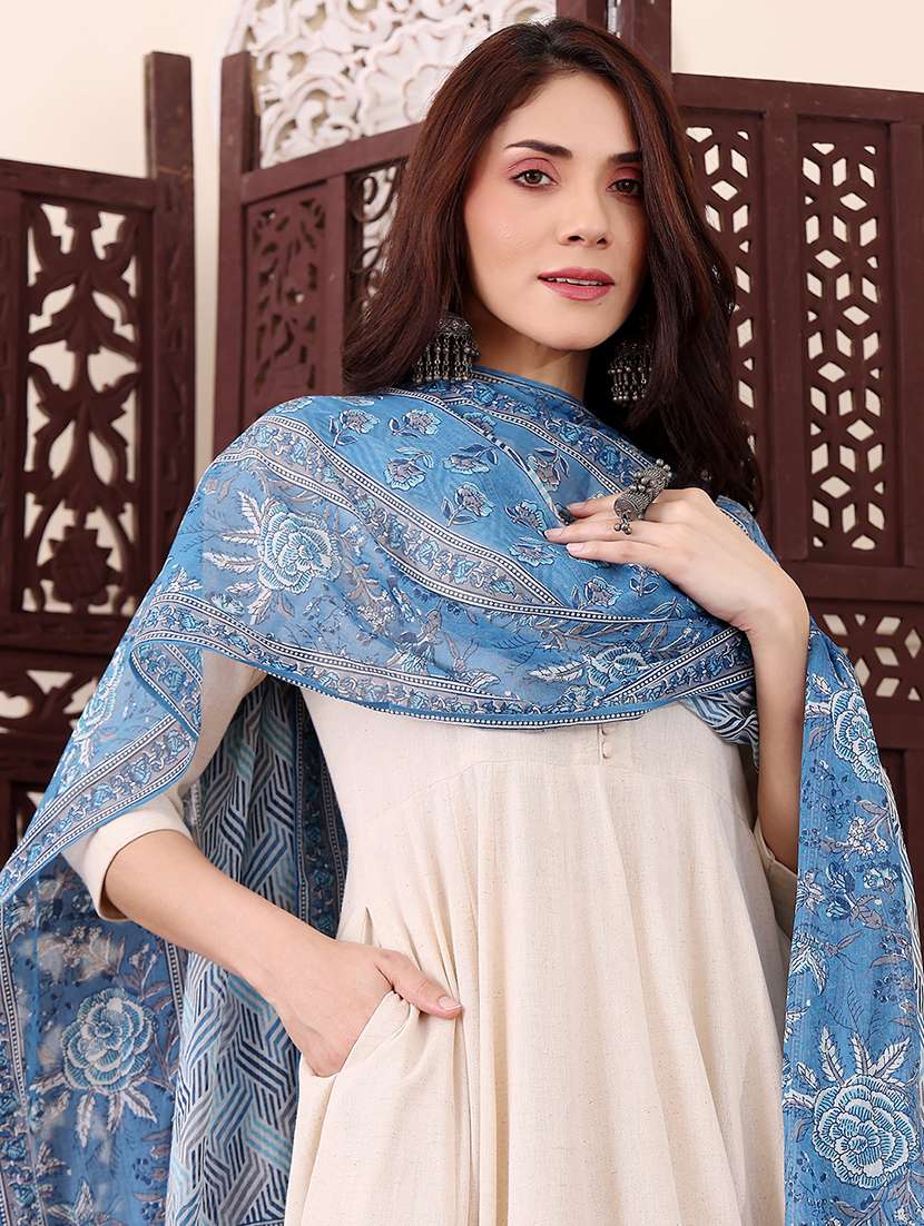 women cream chanderi flared kurta - 22455533 -  Standard Image - 1