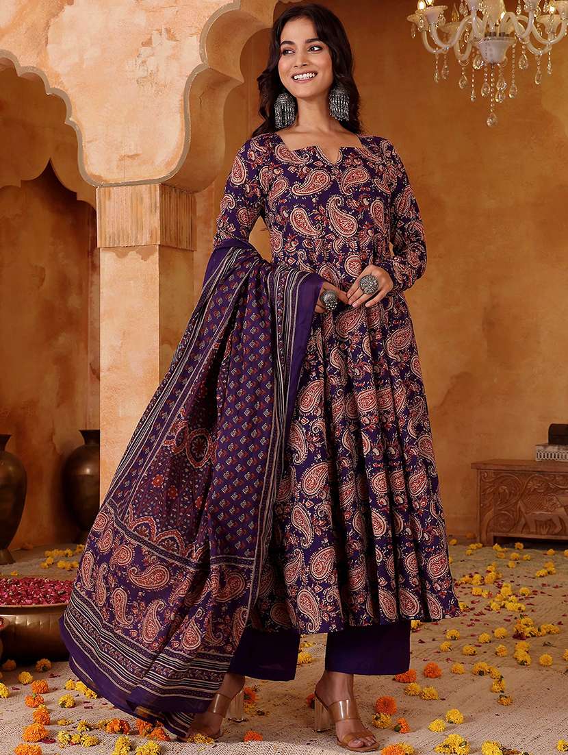 women purple rayon flared kurta