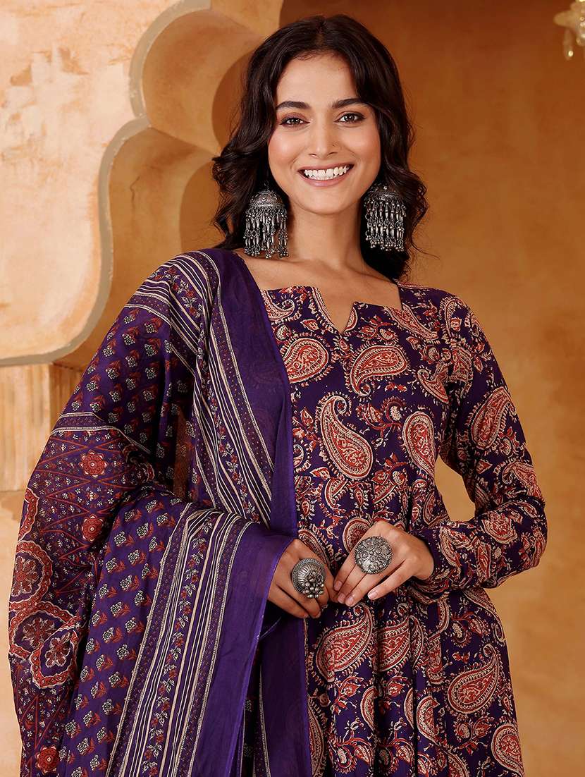 women purple rayon flared kurta - 22455534 -  Standard Image - 1