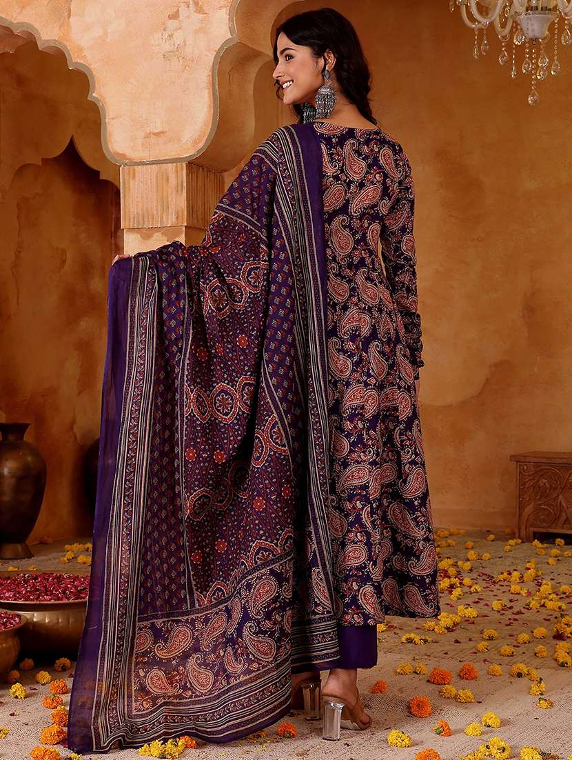 women purple rayon flared kurta - 22455534 -  Standard Image - 4