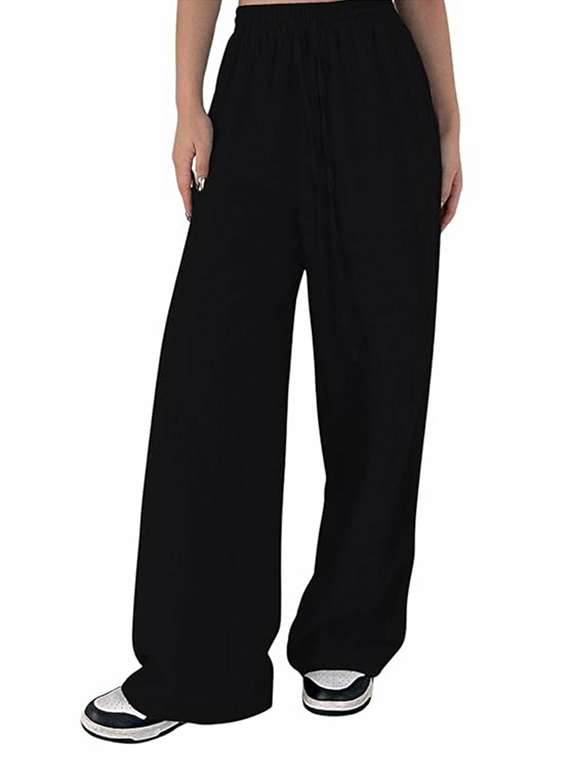 women black lycra wide leg trouser - 22455547 -  Standard Image - 1