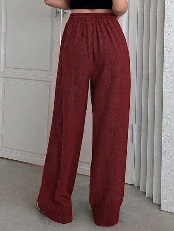 women brown lycra wide leg trouser - 22455550 -  Standard Image - 1