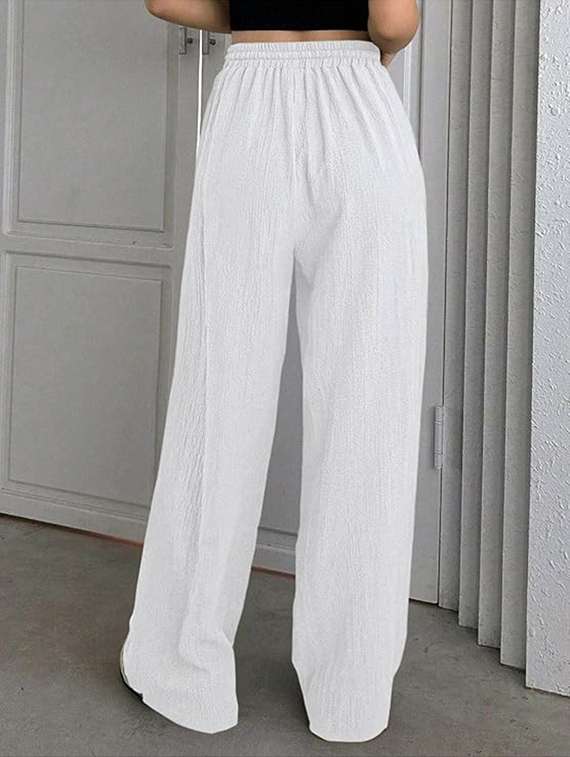women white lycra wide leg trouser - 22455551 -  Standard Image - 1