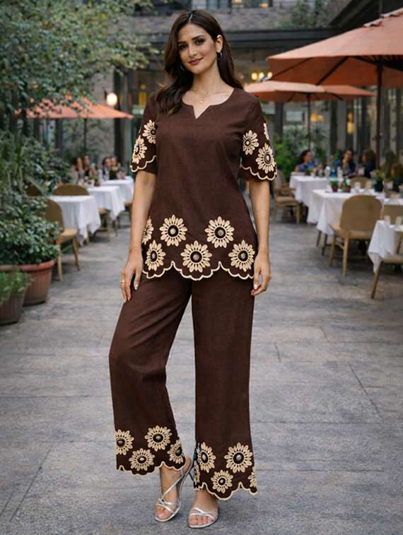 women brown co-ord set