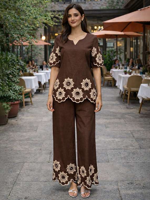 women brown co-ord set - 22455562 -  Standard Image - 1