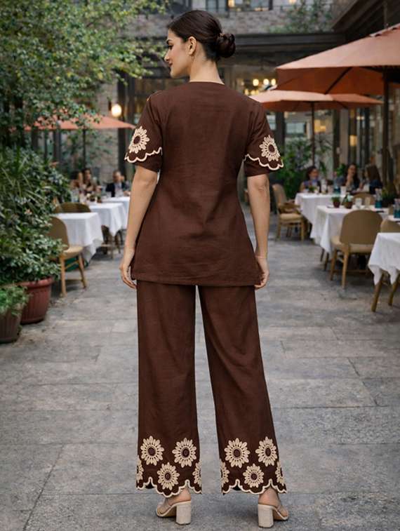 women brown co-ord set - 22455562 -  Standard Image - 4