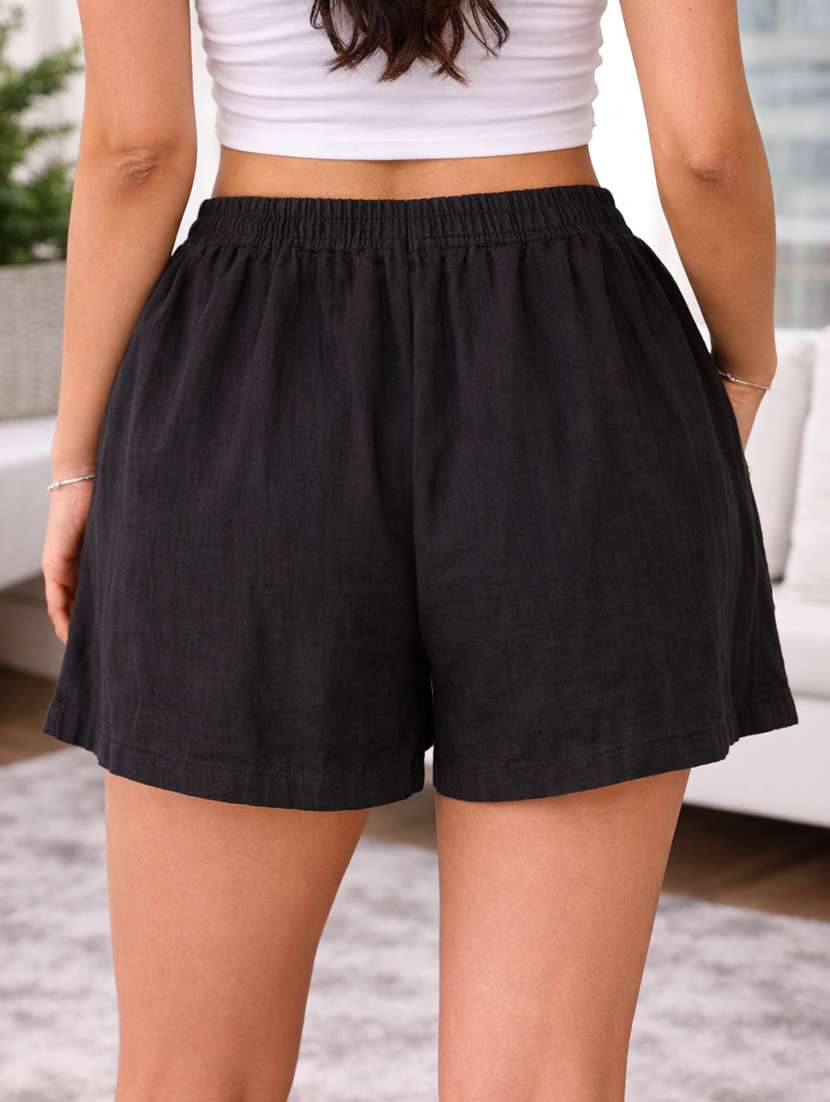 women nblack cotton loungewear short - 22455585 -  Standard Image - 4