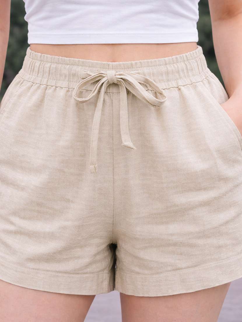 women cream cotton loungewear short - 22455586 -  Standard Image - 1