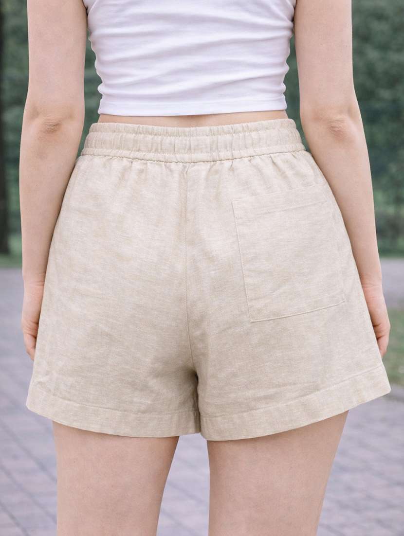 women cream cotton loungewear short - 22455586 -  Standard Image - 4