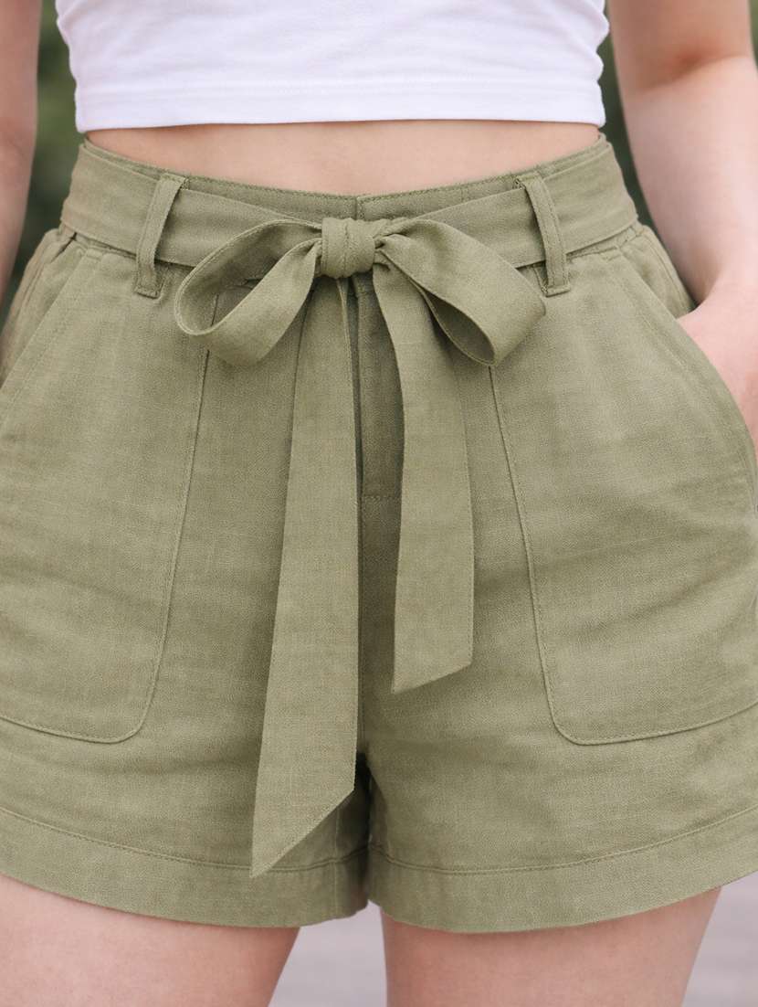women olive cotton loungewear short - 22455587 -  Standard Image - 1