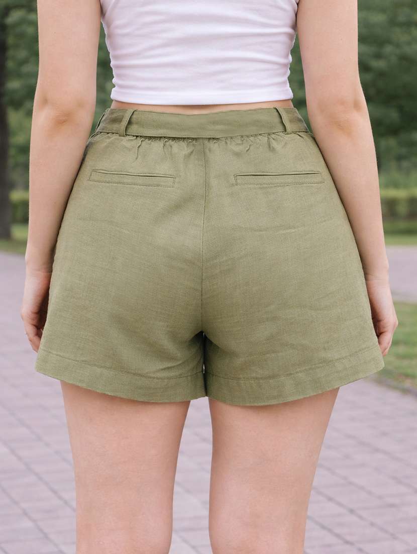 women olive cotton loungewear short - 22455587 -  Standard Image - 4
