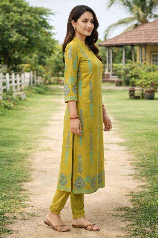 women printed three quarter sleeve straight kurta - 22455852 -  Standard Image - 1